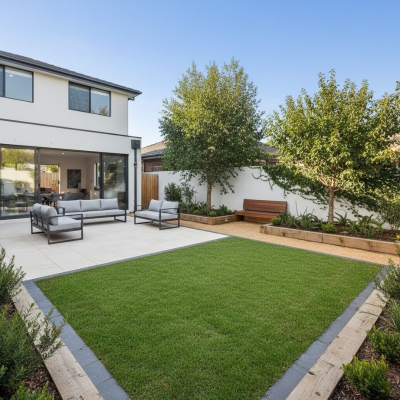 Transformed backyard landscaping result