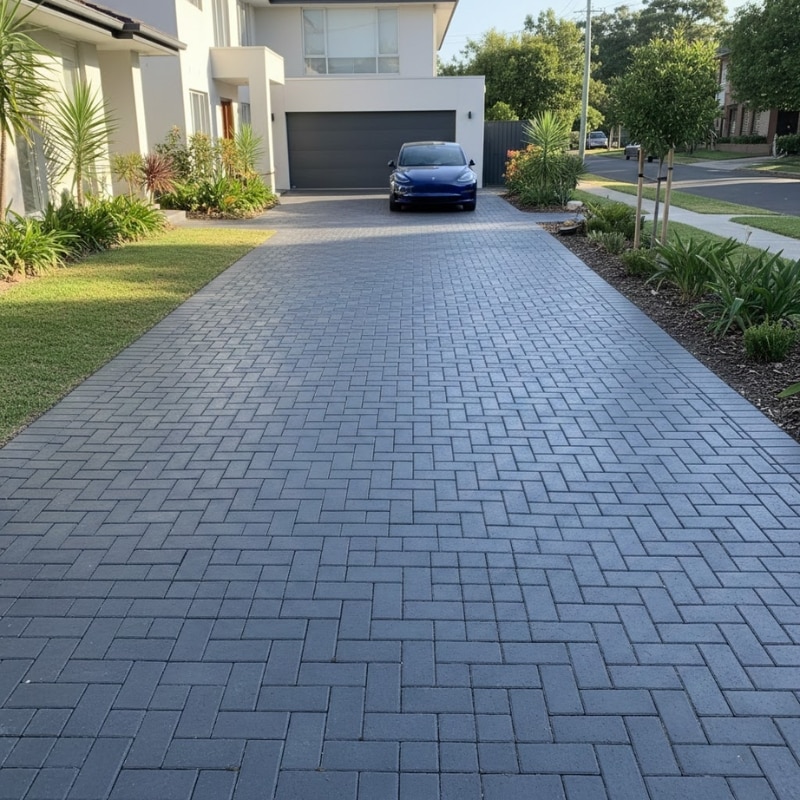 Finished paved driveway with clean edges