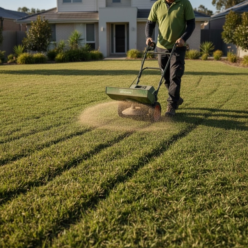 Lawn fertilising service improving turf condition