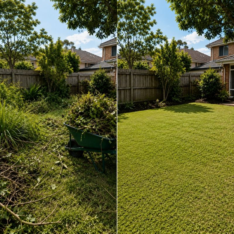Before-and-after photo of Sydney yard rubbish removal project