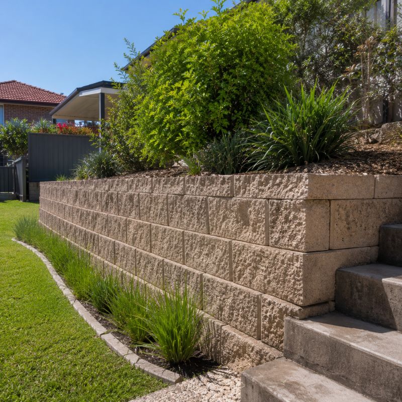 Retaining wall on a clay ridge block in a Bayside suburb
