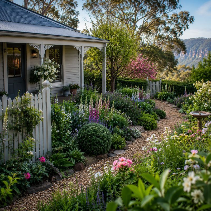 Cool-climate cottage garden in Leura in the Blue Mountains