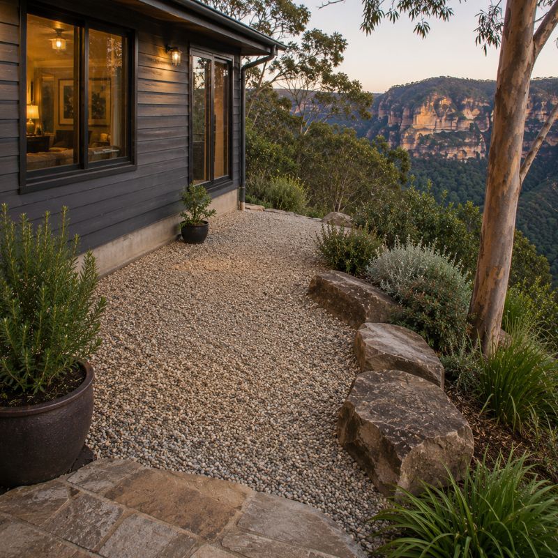 Gravel defendable zone near the house on a Blue Mountains bush block