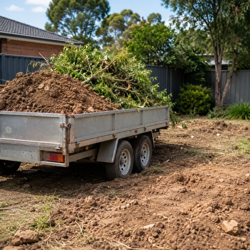 Clay spoil and green waste cleared from a Campbelltown block