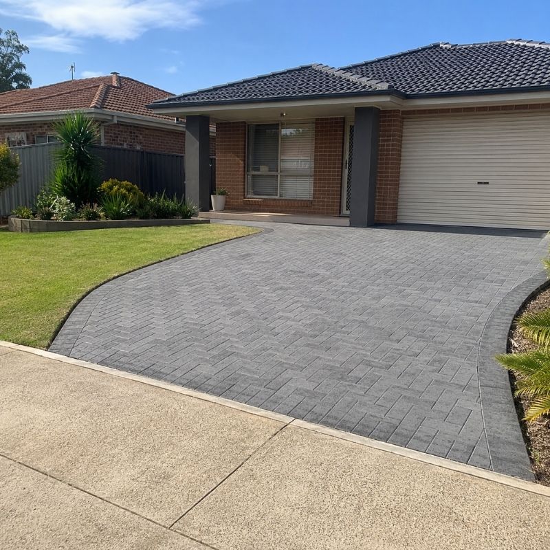 Paved driveway on a compacted base at a Campbelltown home