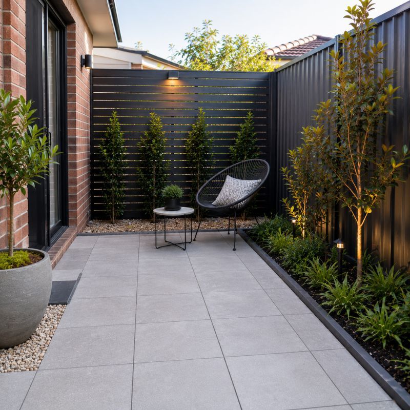 Low-maintenance paved courtyard on a small Canterbury block