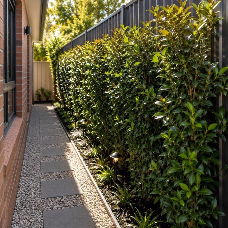 Screened side garden creating privacy on a tight Canterbury block