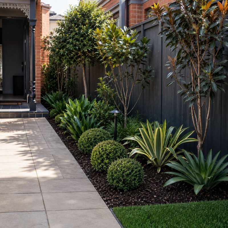 Tidy weeded garden beds on an established Canterbury property