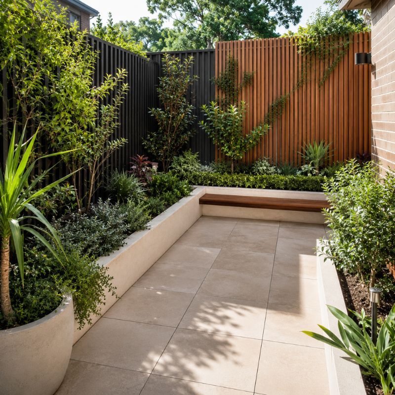 Compact Canterbury garden on a tight established block with narrow access