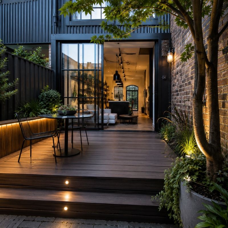 Compact deck in a warehouse-conversion yard in the Inner West