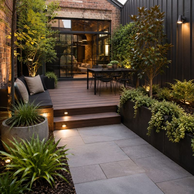 Warehouse-conversion courtyard garden in the Inner West