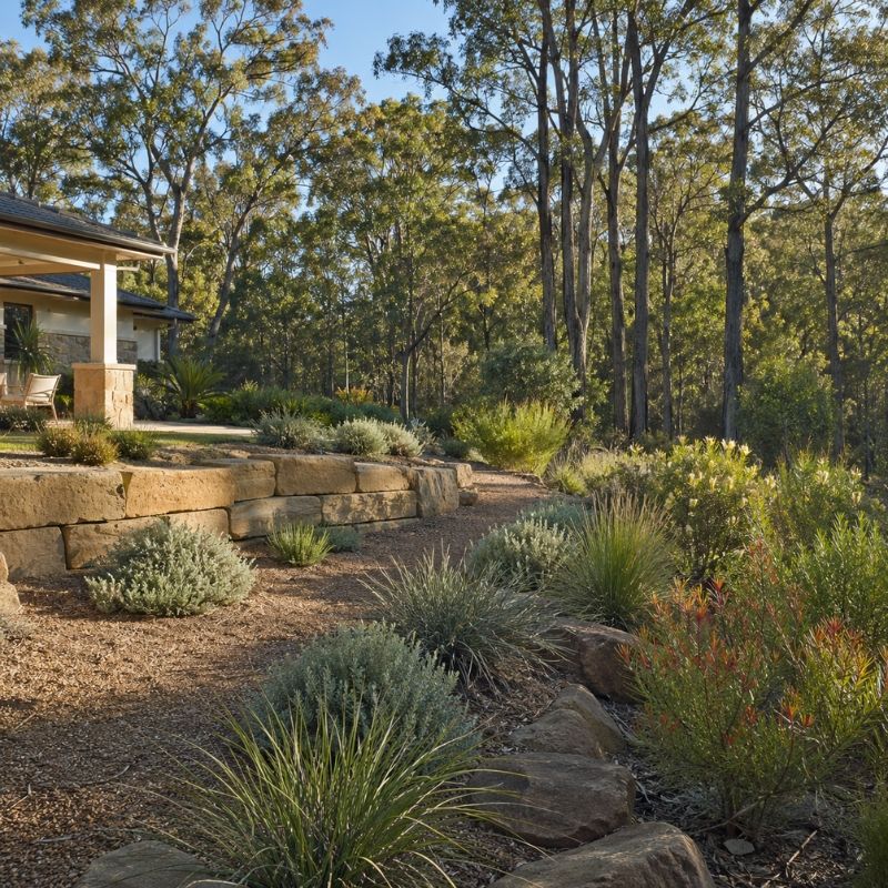 Bushland-edge native garden on a St Ives block in Ku-ring-gai