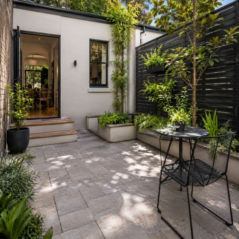 Paved terrace courtyard making the most of a tight Inner West block