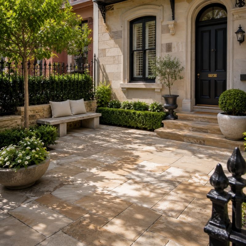 Stone courtyard paving at a North Sydney heritage terrace