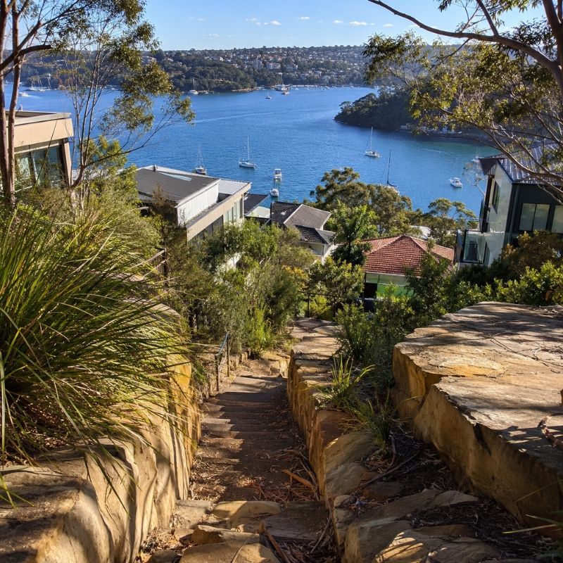 Steep sandstone block falling toward the harbour in North Sydney