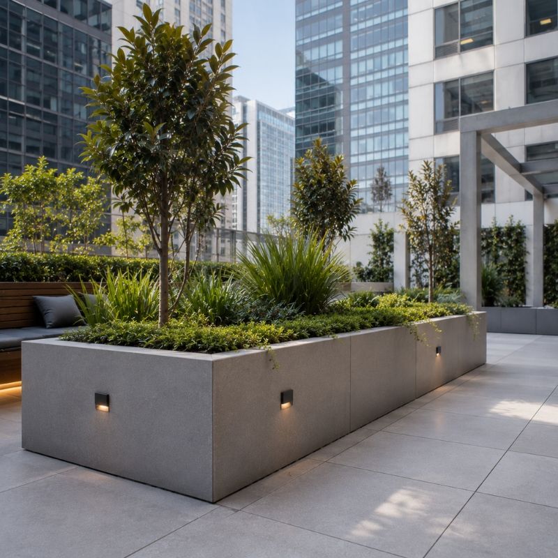 Raised planter wall built on a slab in a Sydney CBD courtyard