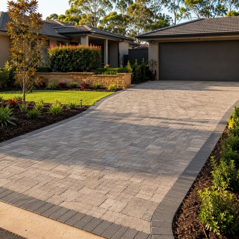 Paved driveway on a compacted base at a Hills Shire home