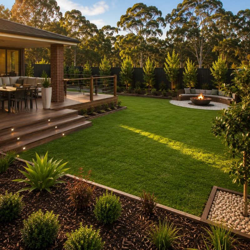 Large family backyard landscaped in The Hills Shire