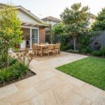 Sandstone paved patio in a Sydney backyard