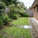 Sydney backyard drainage with standing water after heavy rain
